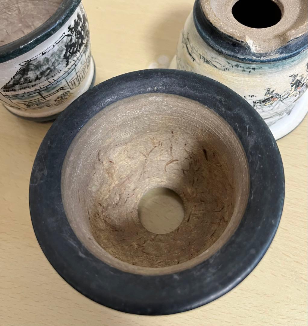 陶翠作　東海道五拾三次画　盆栽鉢