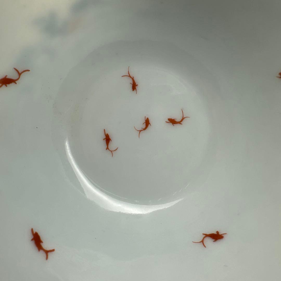 中国古玩　慶宣堂製豆彩金魚文盃　口径7.4㎝ 東Y7-0414②