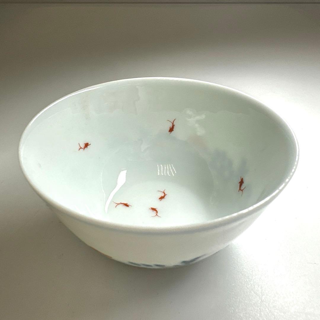 中国古玩　慶宣堂製豆彩金魚文盃　口径7.4㎝ 東Y7-0414②