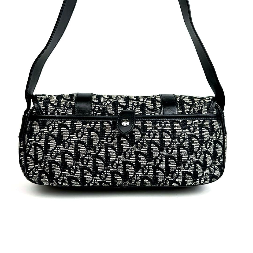 【美品】ディオール　ショルダーバッグ　トロッター　キャンバス　レザー　灰色　黒色