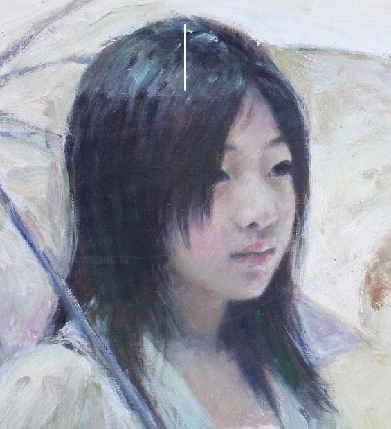 井上司「日傘の少女」油彩画 F8