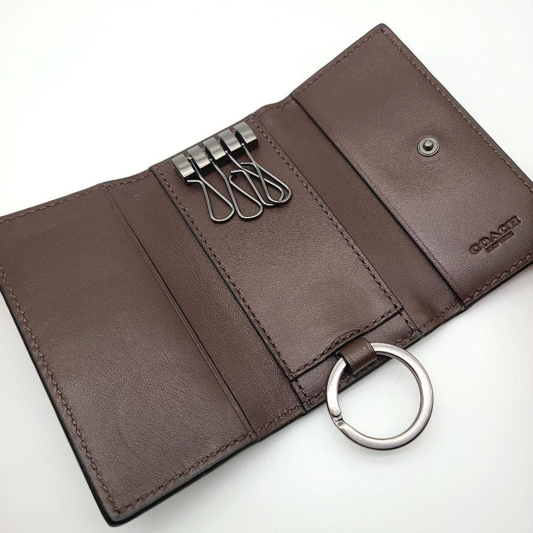 COACH キーケース 新品 ブラウン シグネチャー新作 レザー メンズ