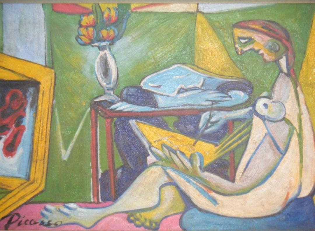 【模写】絵画　パブロ・ピカソ　油彩10号　人物画　巨匠　Q98