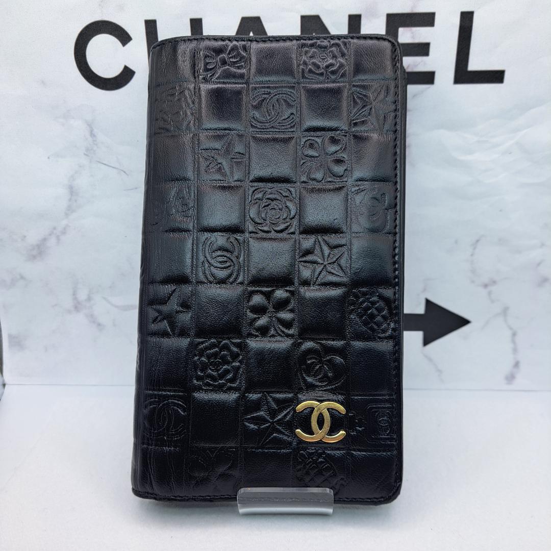 CHANEL　アイコンライン　ブラック　二つ折り財布　財布　長財布
