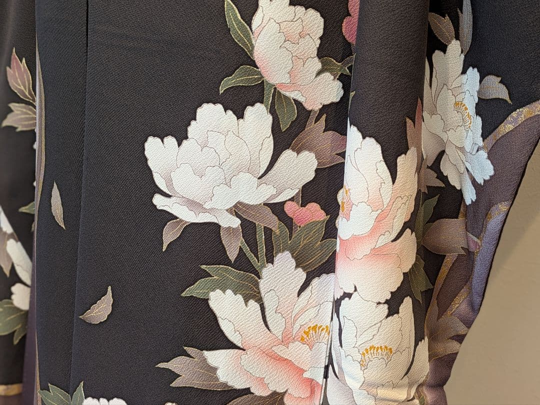 振袖フルセット 身丈152裄63.5 チャコールグレー 黒 金彩 成人式 逸品