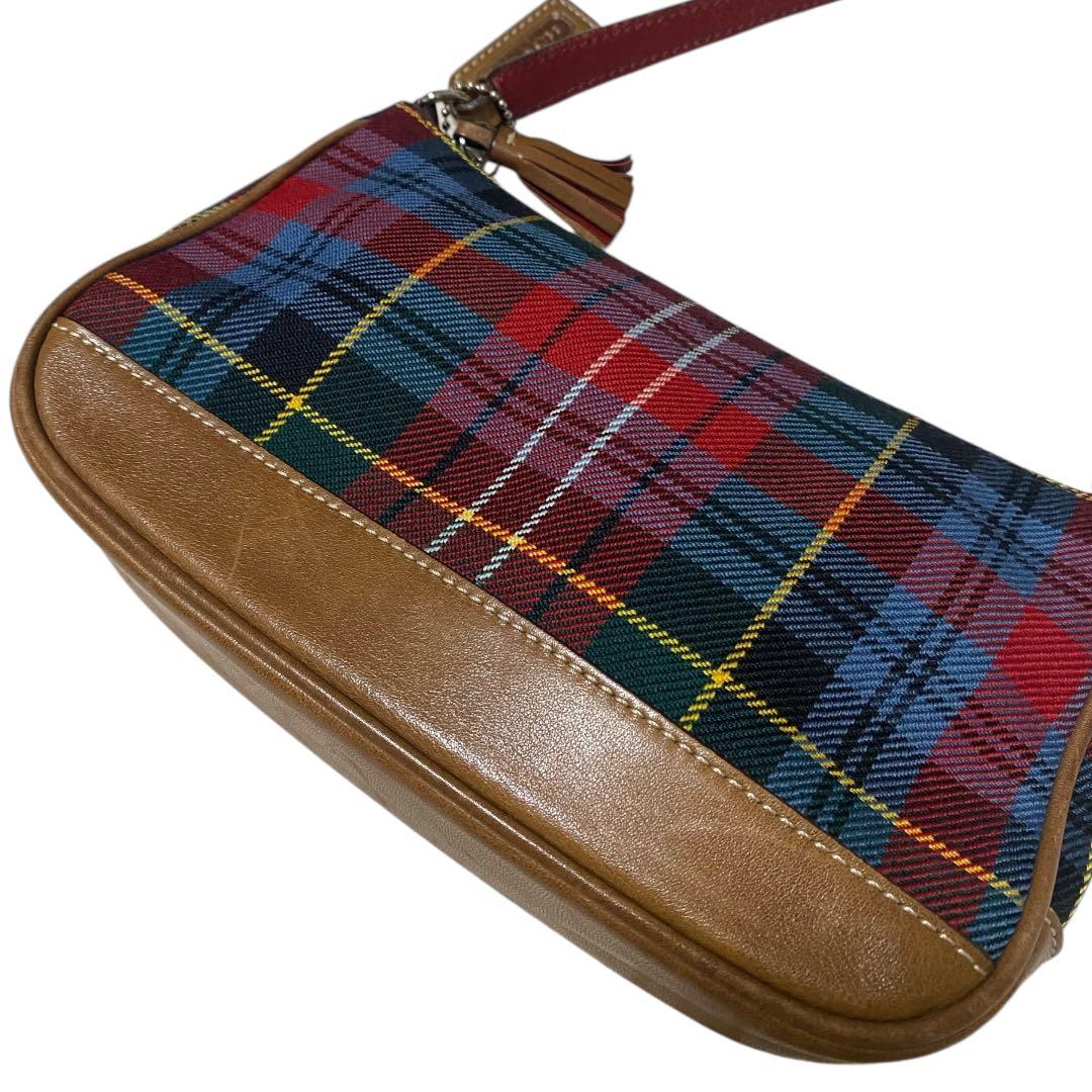 希少　COACH ワンショルダー　アクセサリーポーチ ハンドバッグ チェック