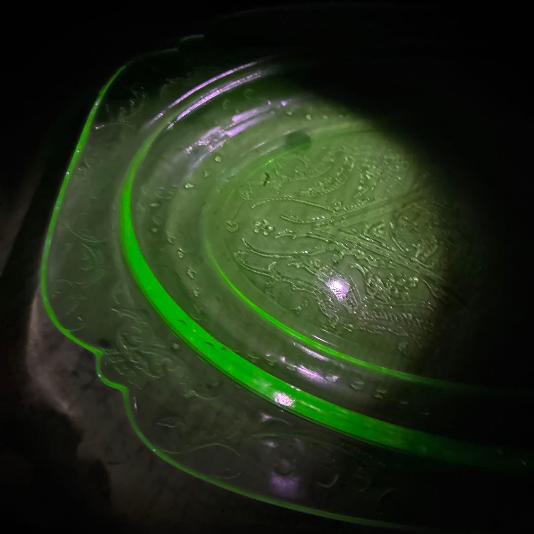 レア　ウランガラス　フェデラルマドリッド　シャーベットペア　大型オーバルトレイ