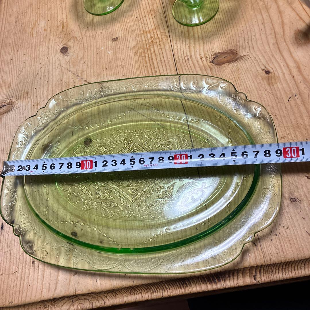 レア　ウランガラス　フェデラルマドリッド　シャーベットペア　大型オーバルトレイ