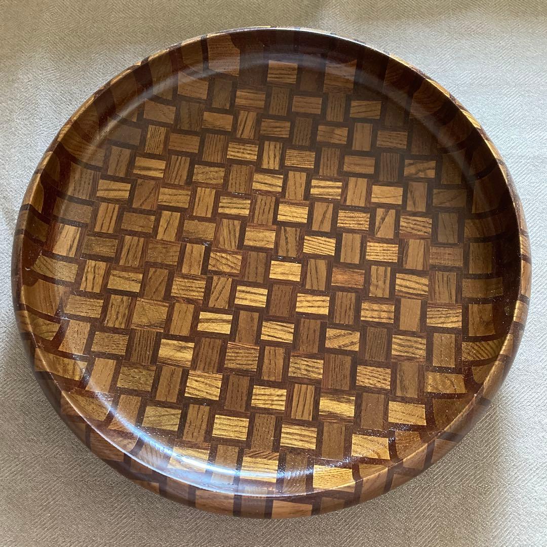 寄木細工　丸盆　浅皿　菓子器