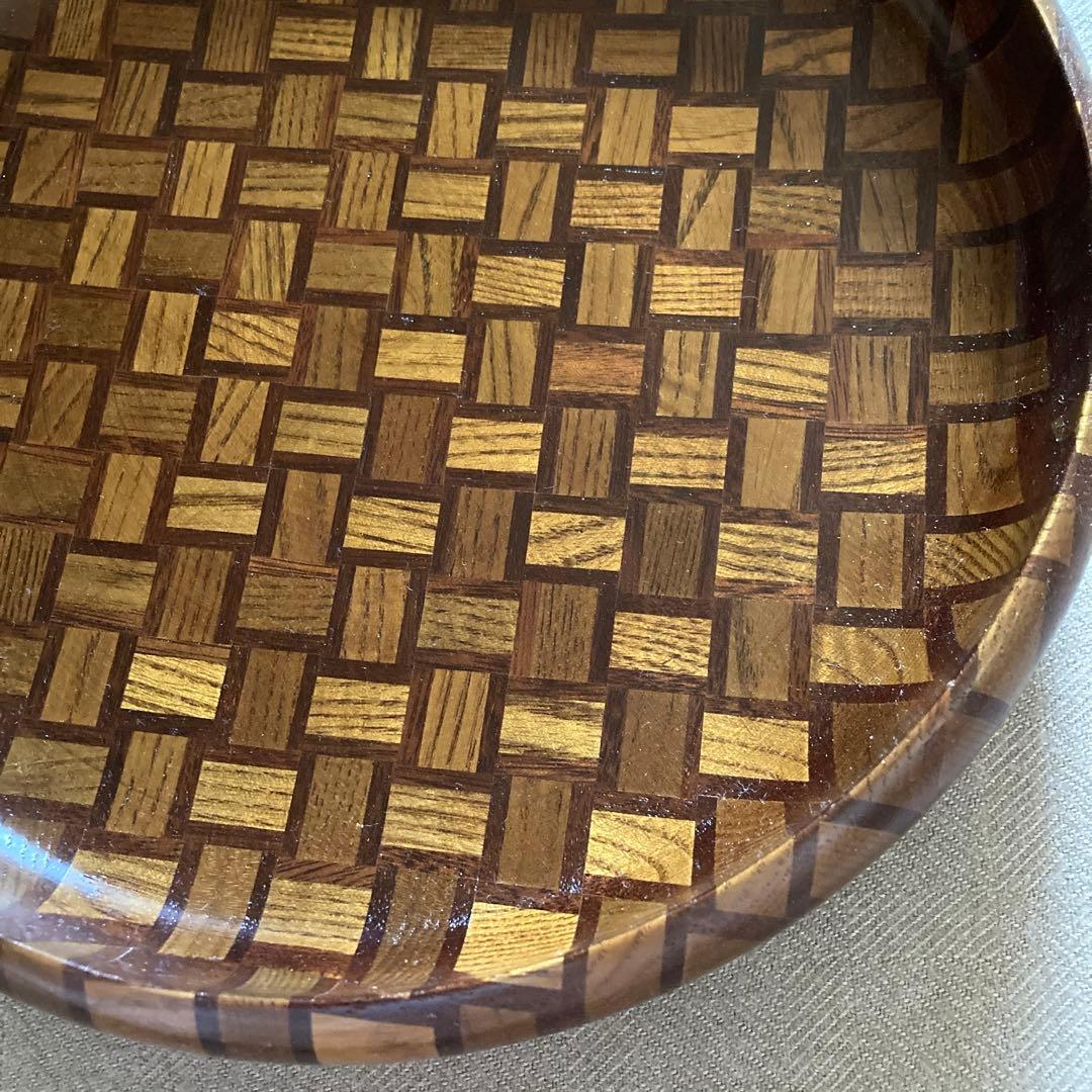 寄木細工　丸盆　浅皿　菓子器