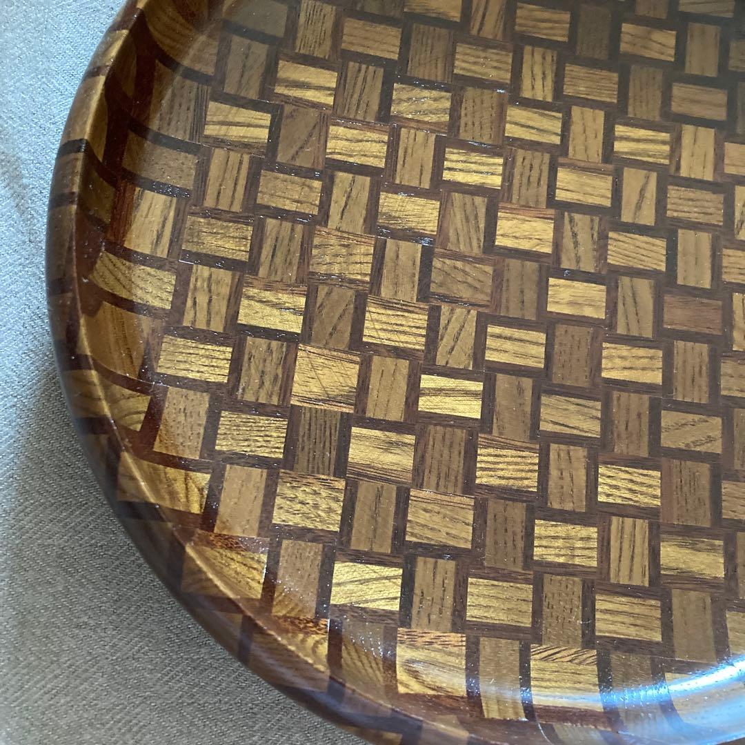 寄木細工　丸盆　浅皿　菓子器