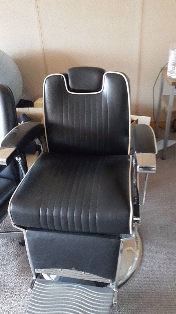 12/15迄限定 バーバーチェア理容室用ストライプデザインチェア