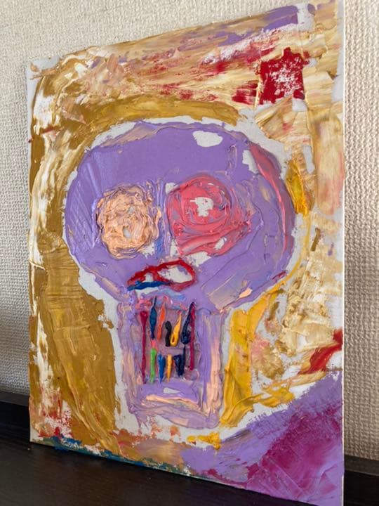 ドクロ　パールカラー 油絵絵画　artist m.t