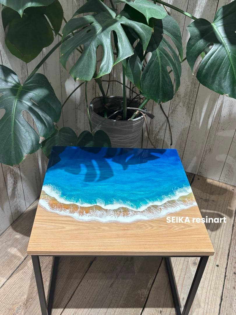 海レジン　レジンアート　レジンテーブル　サイドテーブル　インテリア