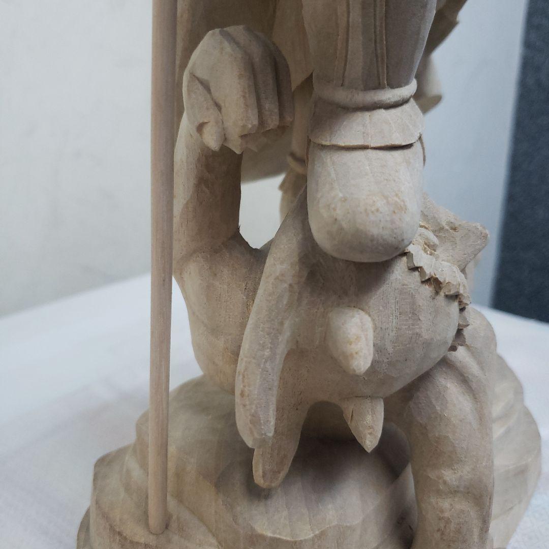 Ｂフライデー蔵出し特価魔除け金運上げ仏像★楠材毘沙門天立像1尺立★四天王の多聞天