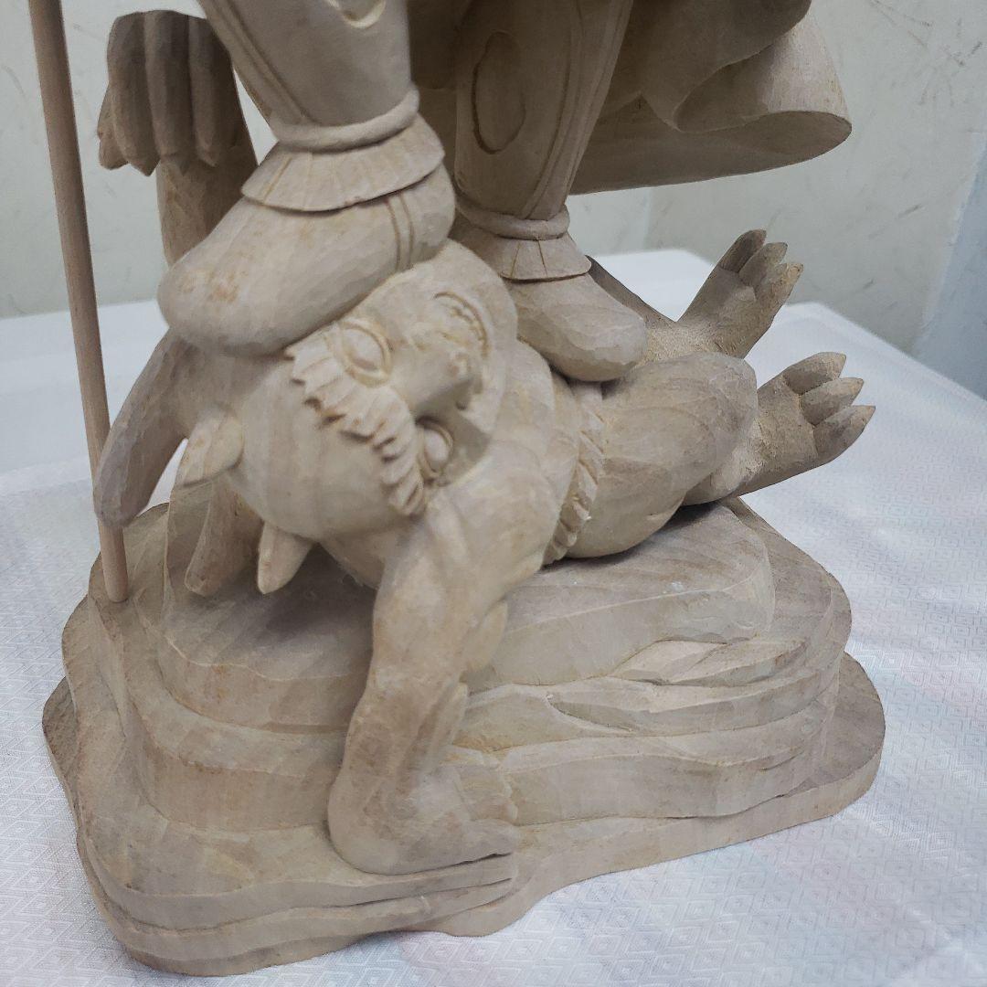 Ｂフライデー蔵出し特価魔除け金運上げ仏像★楠材毘沙門天立像1尺立★四天王の多聞天