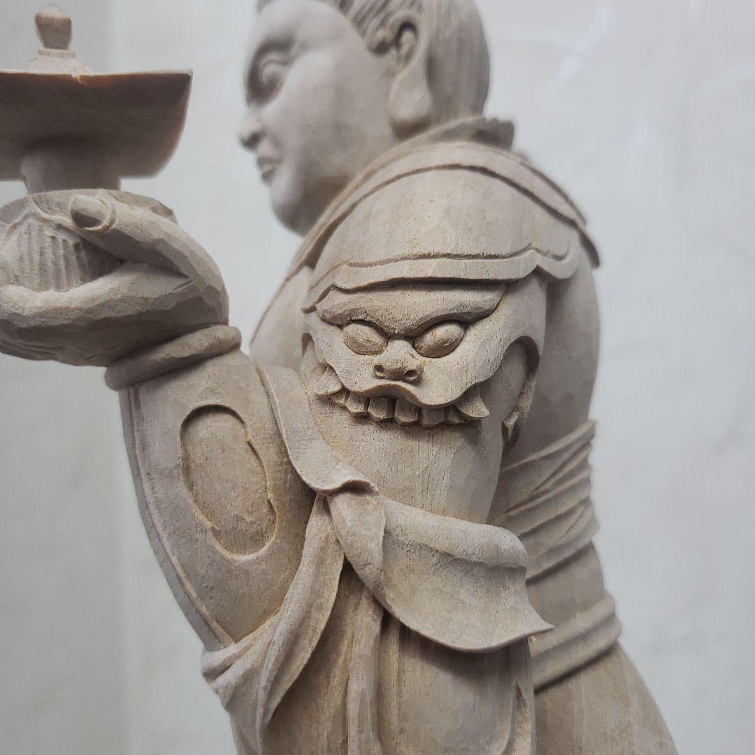 Ｂフライデー蔵出し特価魔除け金運上げ仏像★楠材毘沙門天立像1尺立★四天王の多聞天