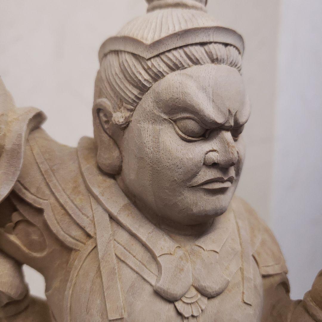 Ｂフライデー蔵出し特価魔除け金運上げ仏像★楠材毘沙門天立像1尺立★四天王の多聞天