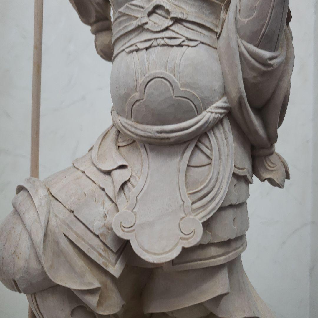 Ｂフライデー蔵出し特価魔除け金運上げ仏像★楠材毘沙門天立像1尺立★四天王の多聞天