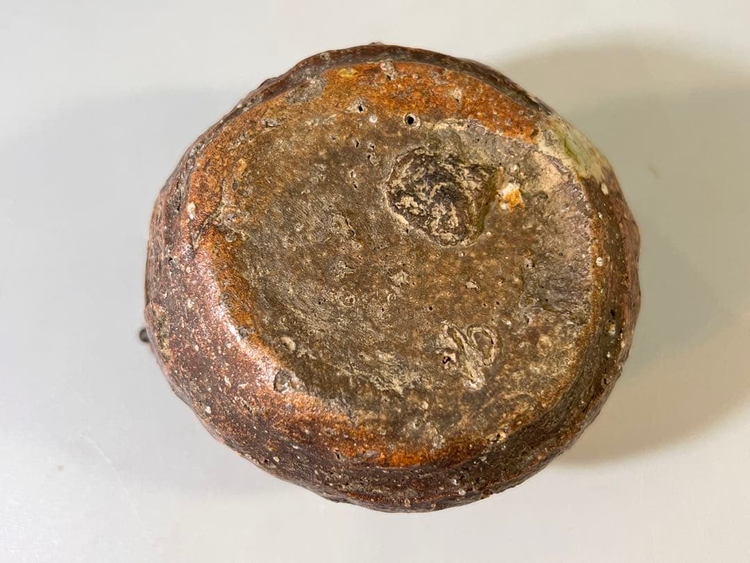 DT693 茶道具 古信楽 「姥ヶ餅」 掛花生 壷 在印