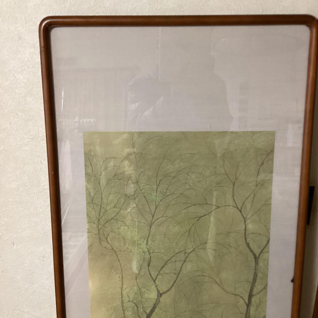 速水御舟筆　絹本彩色画　大正15年夏制作《網手入之図》前田青邨鑑定シール在一点物