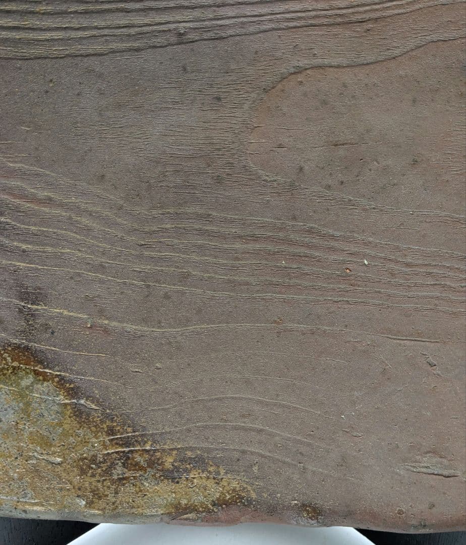 武用真 備前焼 木目四方皿 叩き皿 四方平鉢 食器 大皿 隅切角皿 盛り皿 和食