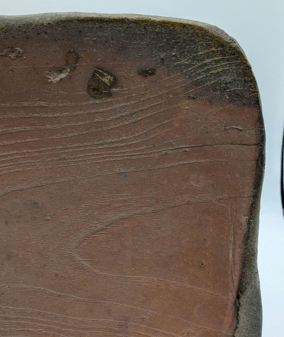 武用真 備前焼 木目四方皿 叩き皿 四方平鉢 食器 大皿 隅切角皿 盛り皿 和食