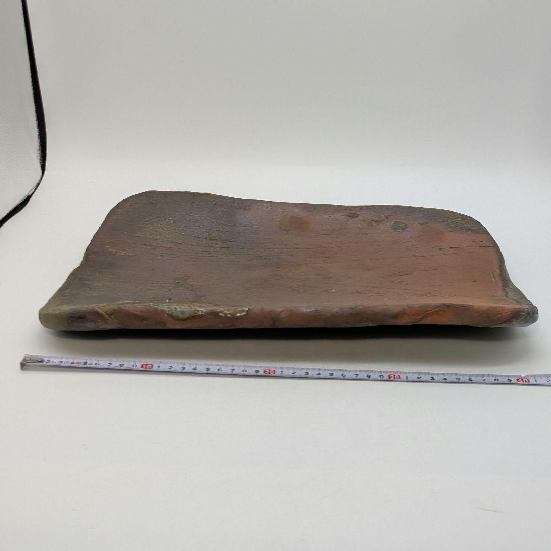 武用真 備前焼 木目四方皿 叩き皿 四方平鉢 食器 大皿 隅切角皿 盛り皿 和食