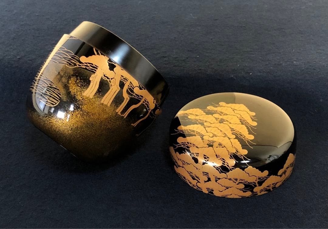 《R》茶道具 棗 道場宗廣作 木製漆器 共箱　260109き2