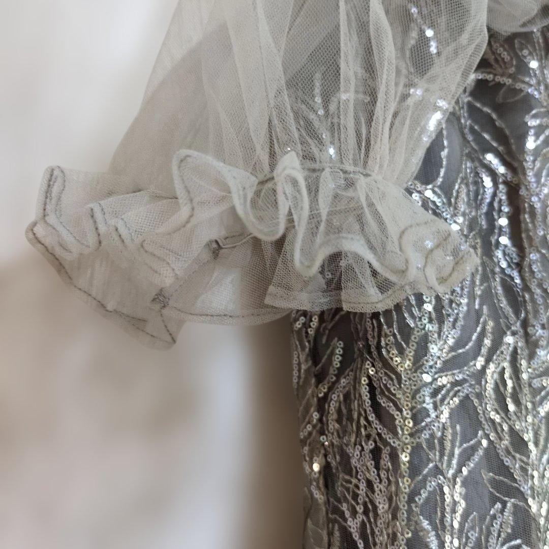 レジャ Leja チュールフラワースパンコールワンピースドレス　S　結婚式　二次