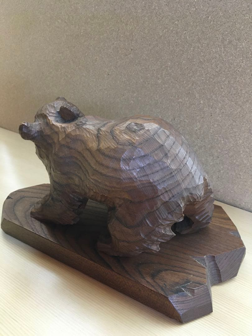 木製クマ彫刻置物⚫︎木彫り熊⚫︎堀井民芸作⚫︎石狩神代木⚫︎ビンテージ