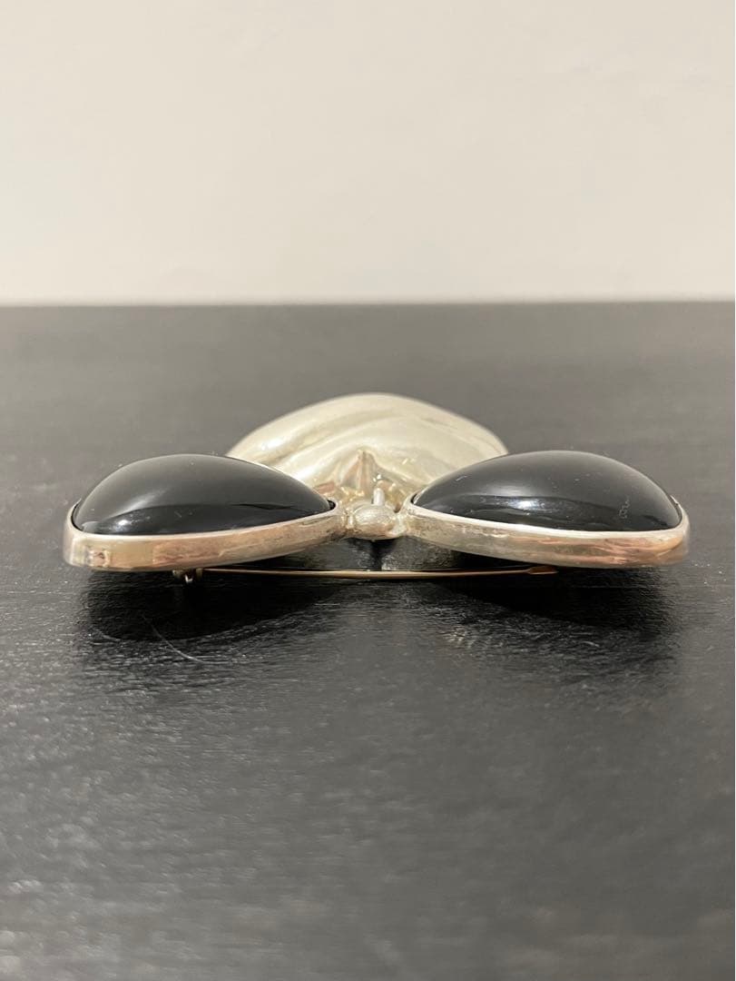 【限定特価】ヴィンテージブローチ　ブラックオニキス　メキシコシルバー