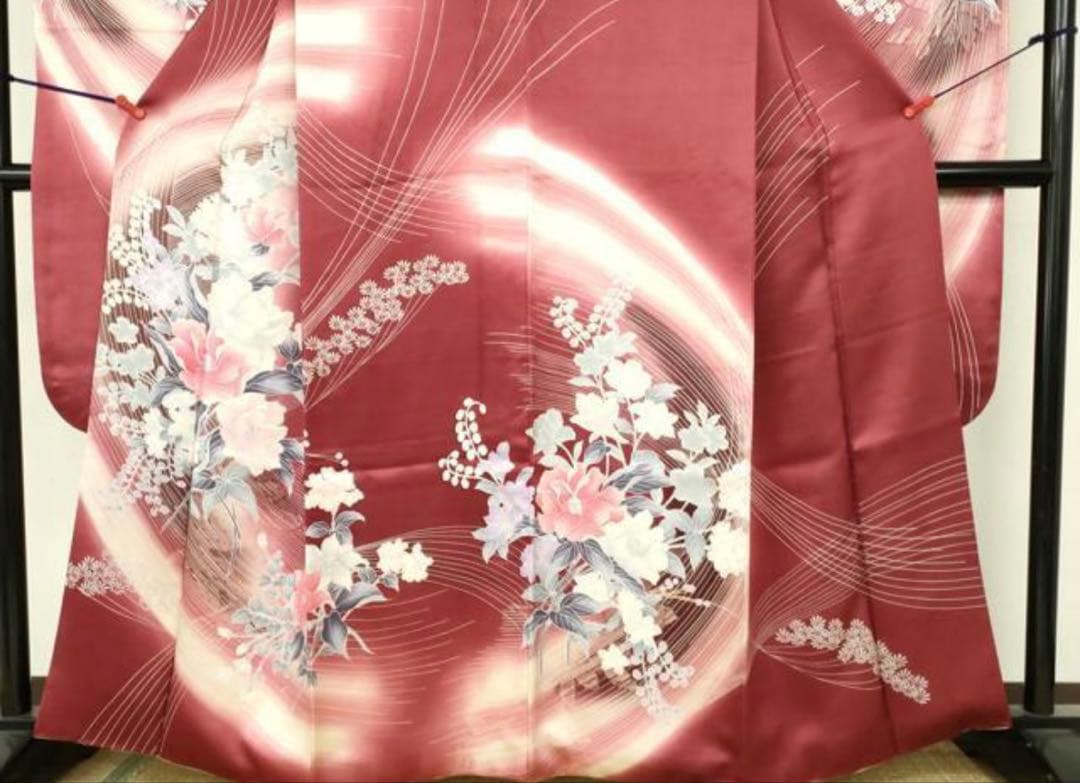 振袖フルセット6点サイズM〜Ｌ草花文　暈し染め　金銀彩　正絹