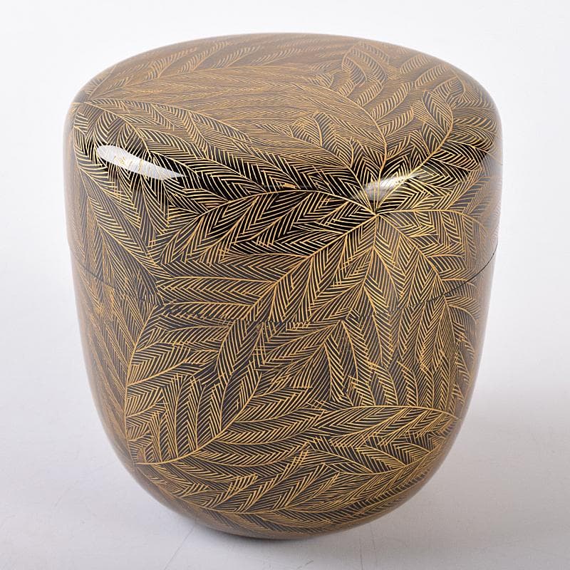 茶道具　輪島塗　峰秀堂　山崖徹郎作　沈金　しのぶ文　棗　共布共箱　V　R7967