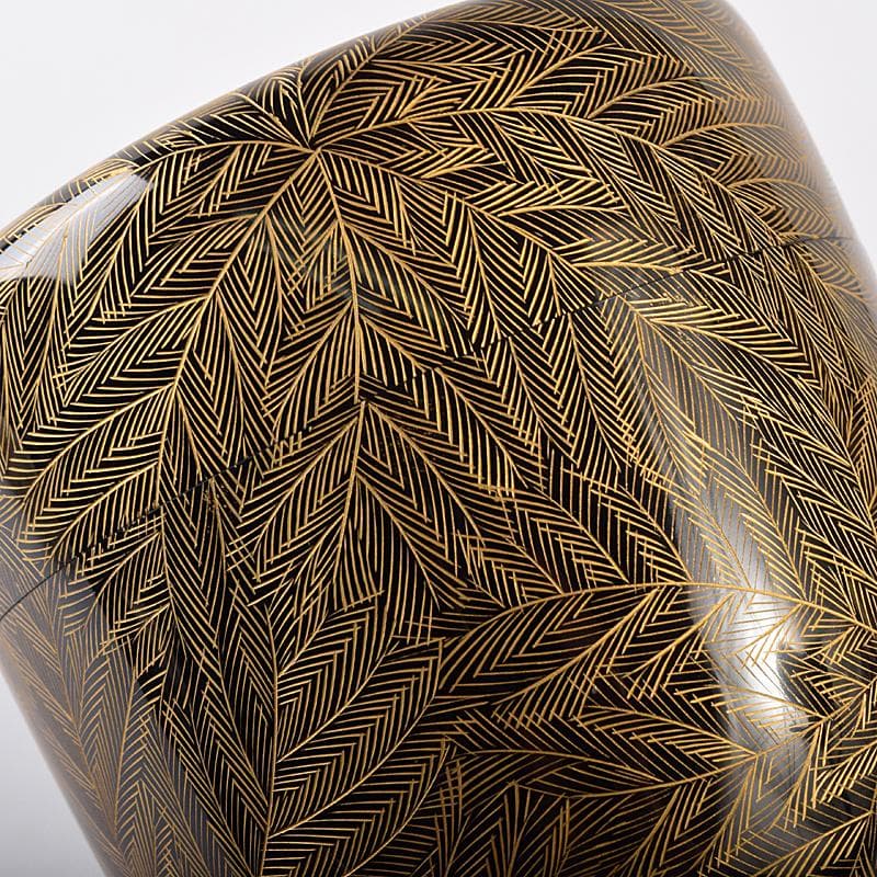 茶道具　輪島塗　峰秀堂　山崖徹郎作　沈金　しのぶ文　棗　共布共箱　V　R7967