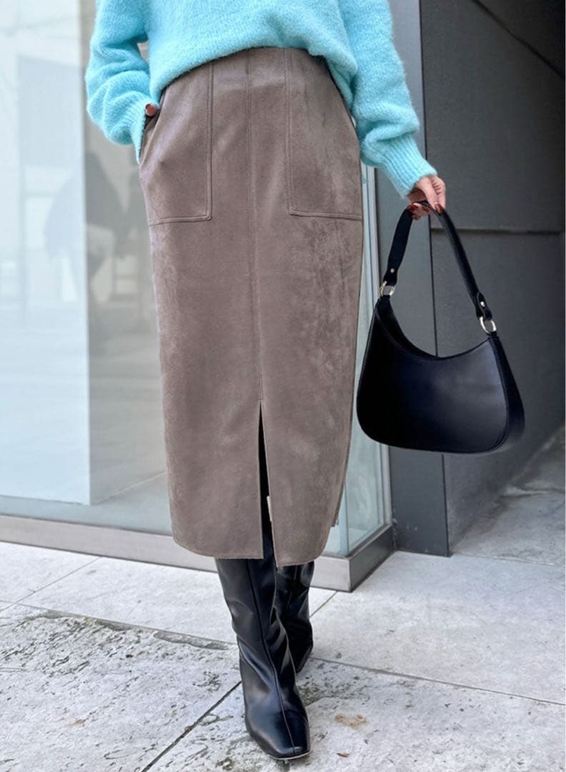 新品✴︎NOLLEY'Sウォッシャブルダンボールスエードタイトスカート34