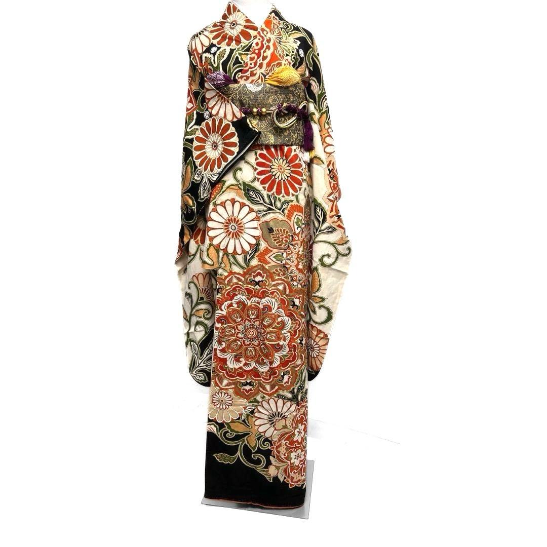 振袖　アンティーク　金駒刺繍　金彩　華紋　成人式 晴れの日 着物 045a p