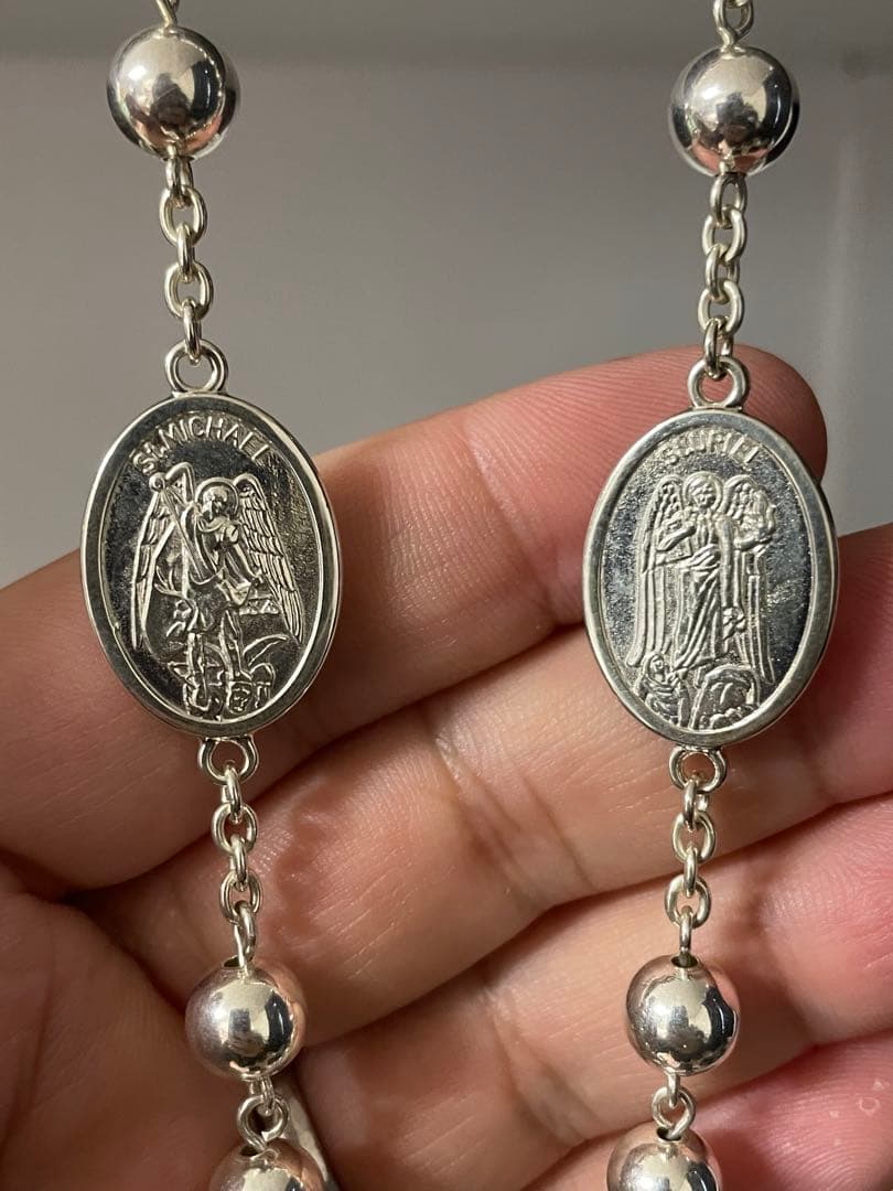 シルバー925製 4大天使のメダイのロザリオ キリスト教聖品