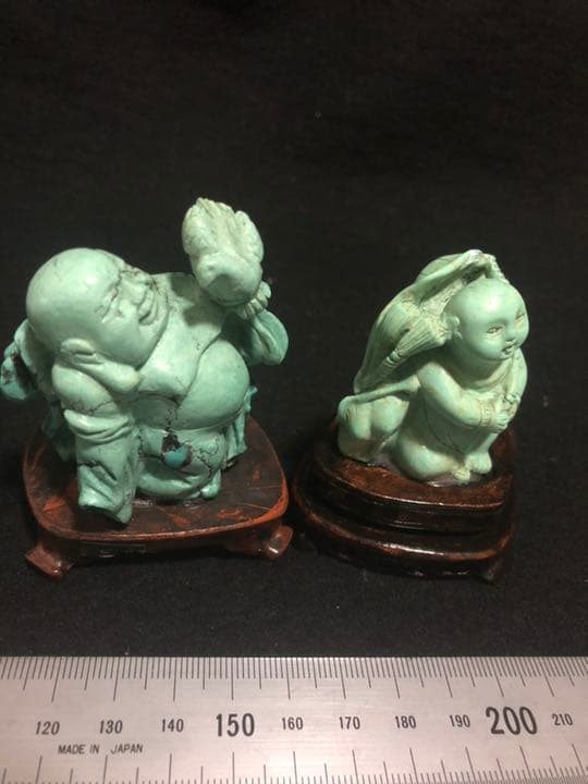 天然石 彫り 人物 置物 2個