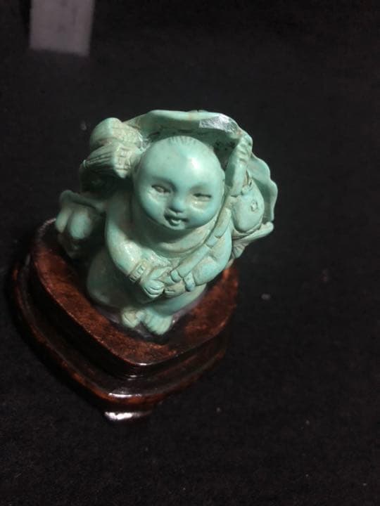 天然石 彫り 人物 置物 2個