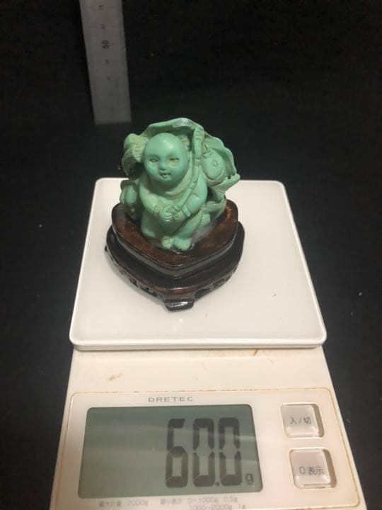 天然石 彫り 人物 置物 2個