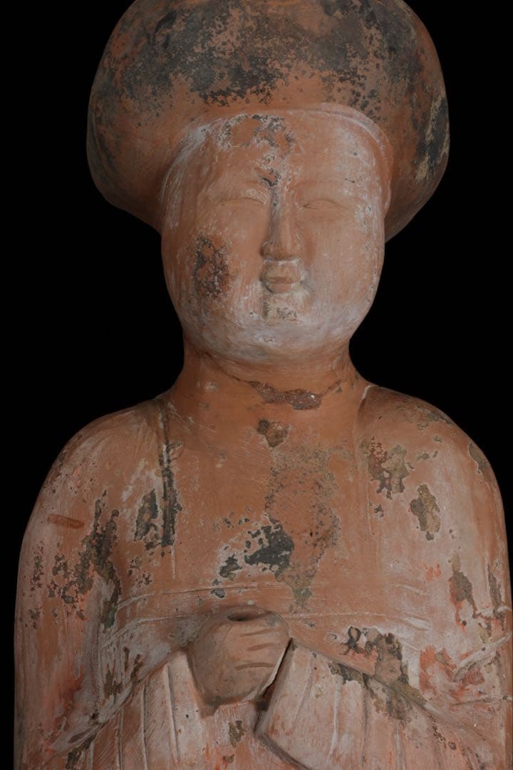 【中国古玩】加彩舞妓俑 加彩婦女俑婦人 俑置物 高さ79㎝ 唐物 古美術 骨董品