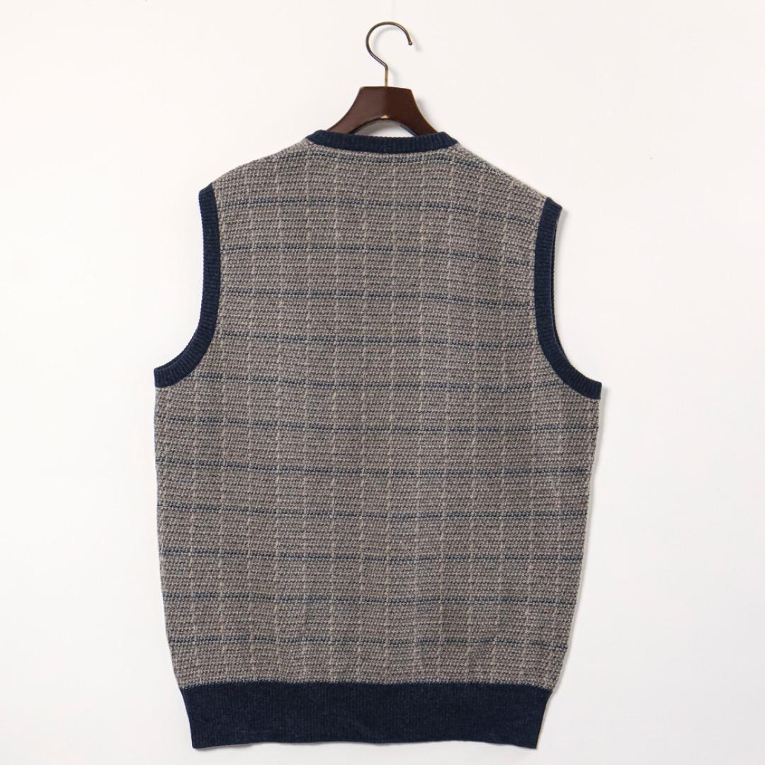 H4320-4◾️ロロピアーナ　チェック柄Vネック　ニットベスト