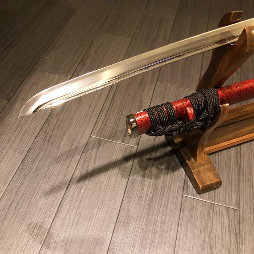 高級模造刀　居合刀　樋入刀身　朱拵え　合金刀身　 刀