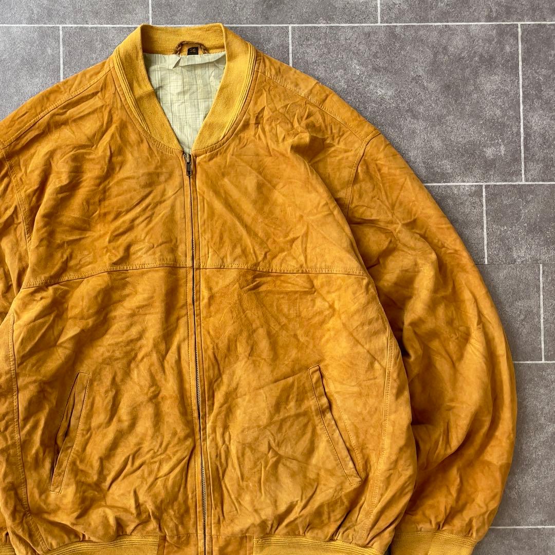 本革 ヴィンテージ スエードレザーブルゾン ユーロ古着 キャメル 56