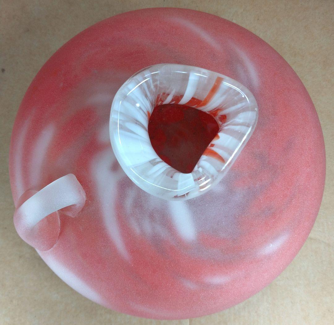 【本物保証】藤田喬平 手吹 花瓶(赤系,耳付) 共箱 美品