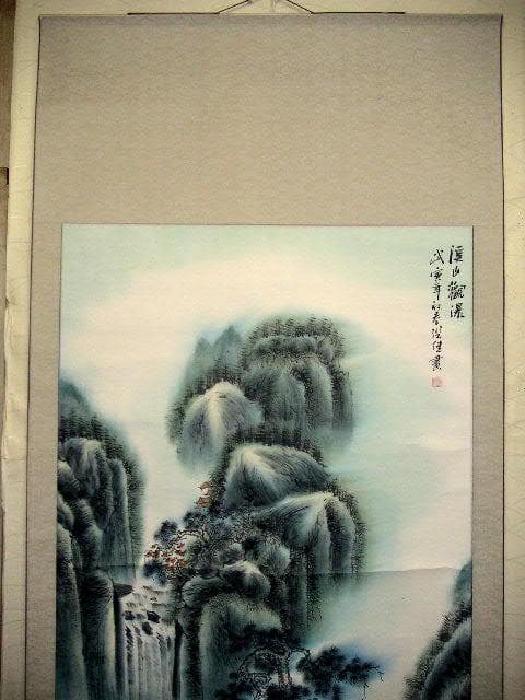 ♥掛軸　中国　山水画　大きな　掛け軸　骨董品