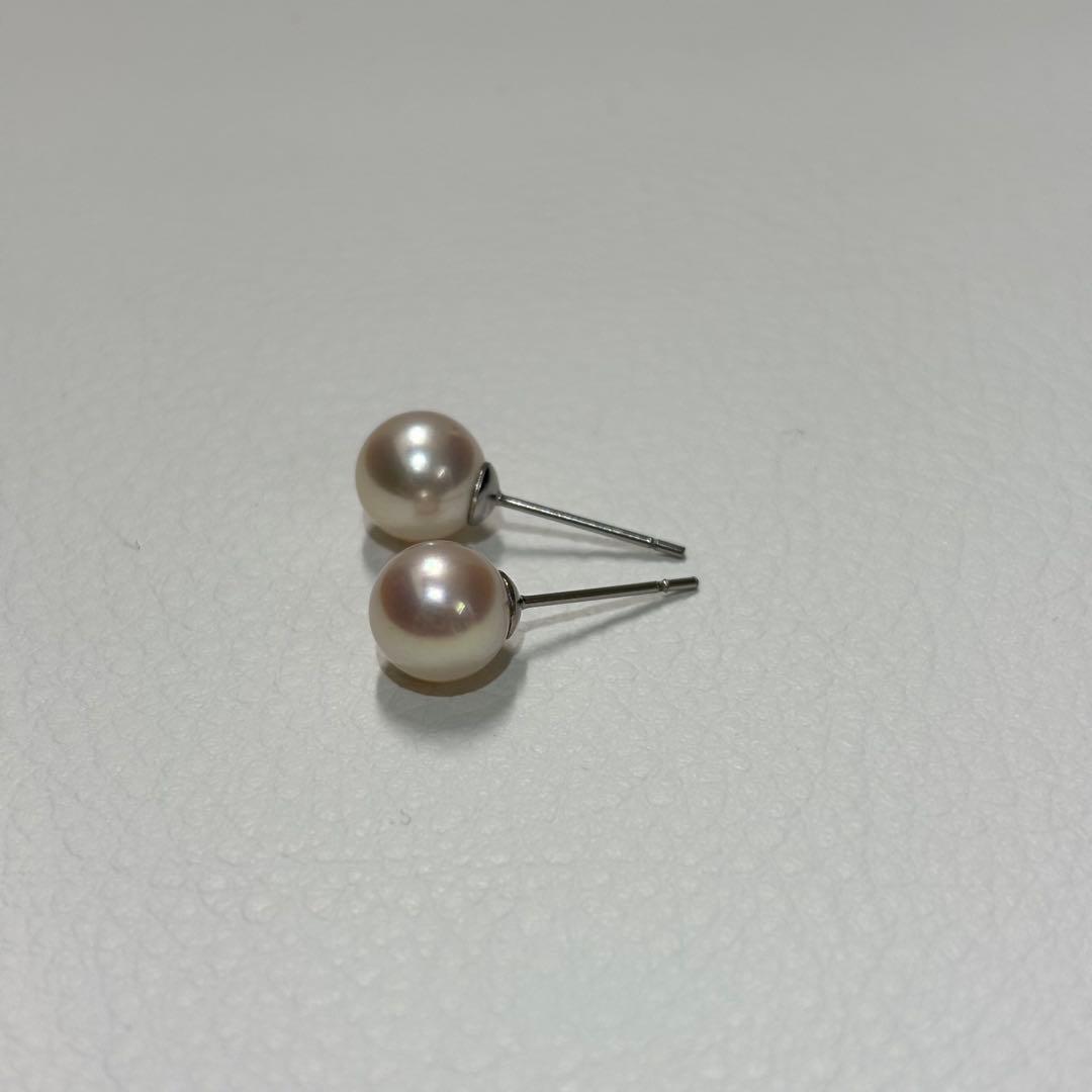 535 パールピアス　あこや真珠　7.9mm