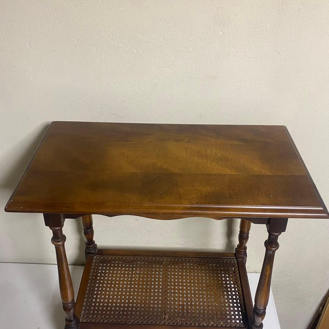 長期自宅保管品 オールドカリモク サイドテーブル 花台 電話台 旧カタカナロゴ