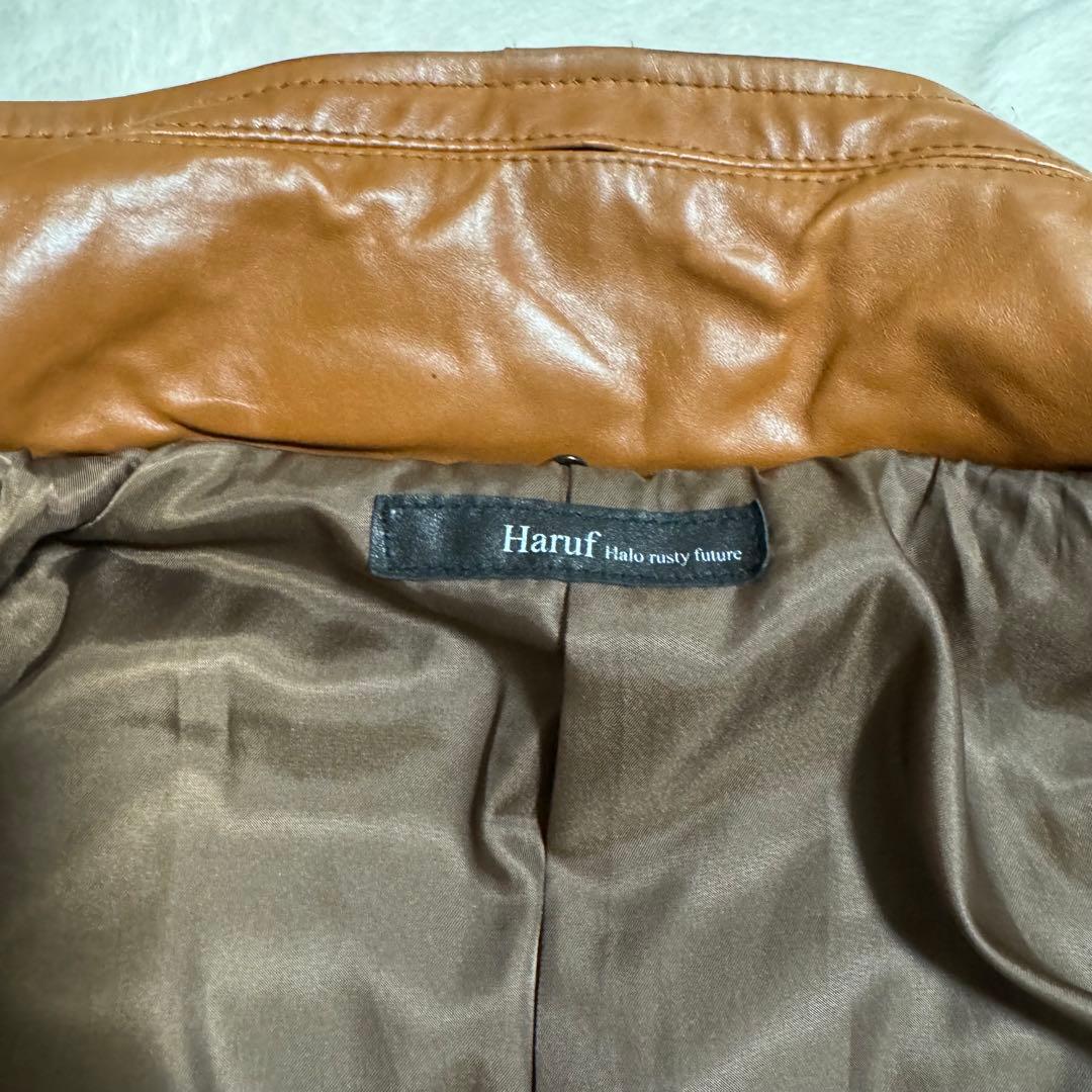 美品　harfu 馬革レザー　ダウンライダースジャケット　メンズXLキャメル